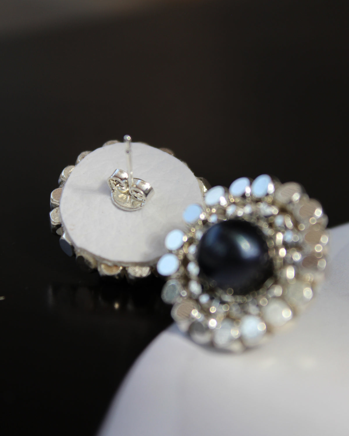 Aros Plata Perla Azul