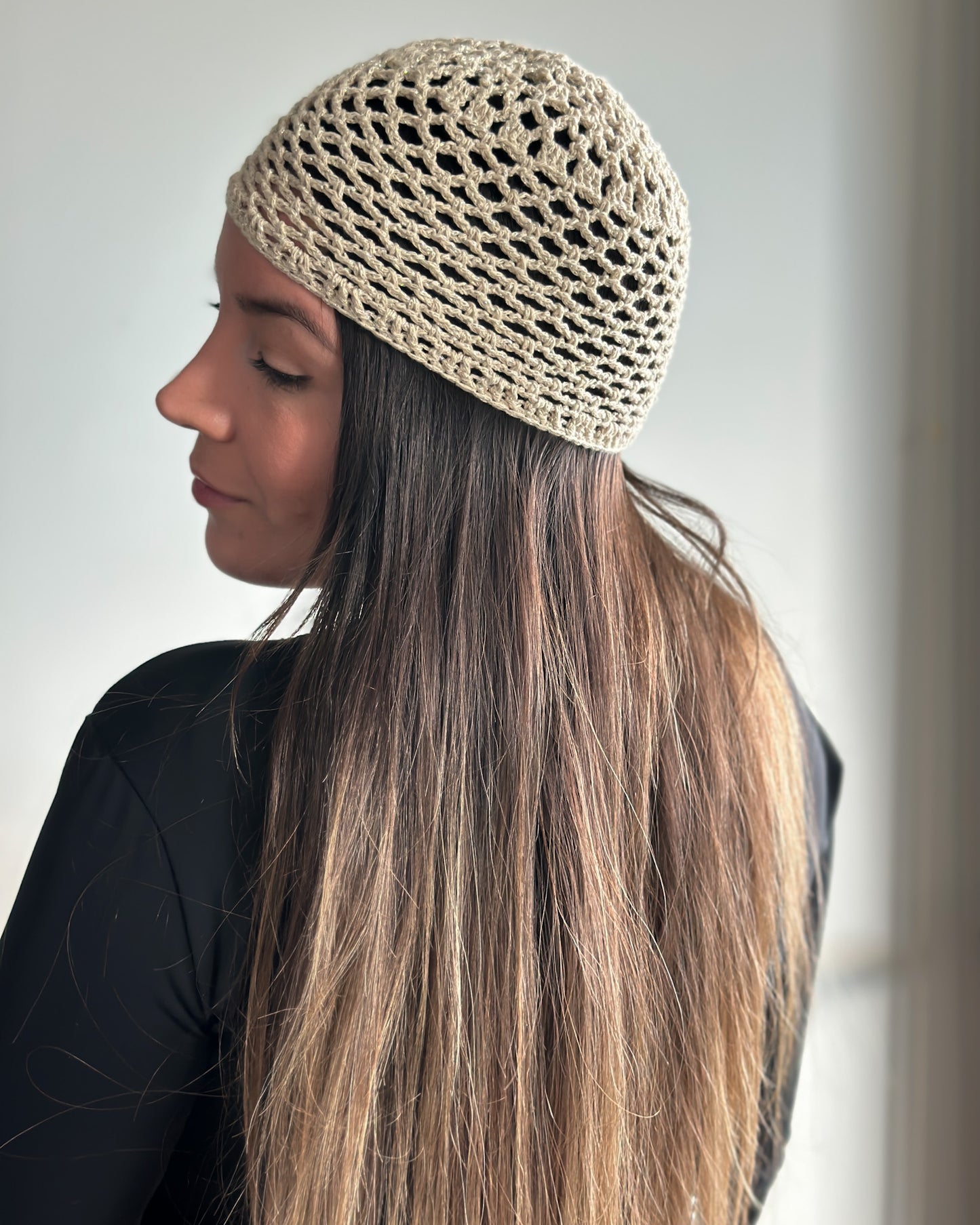 Mesh Hat Beige Brillante