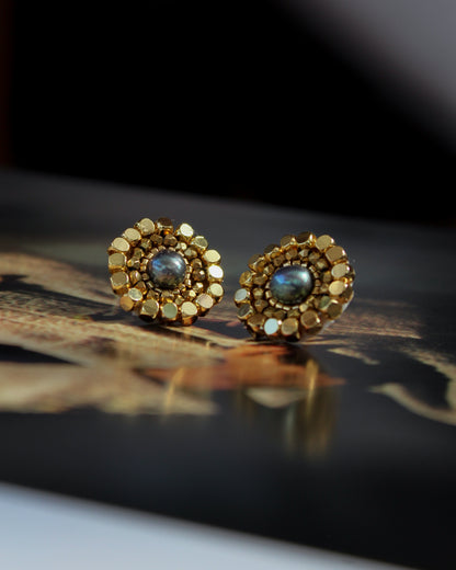 Aros Oro Perla Tornasol