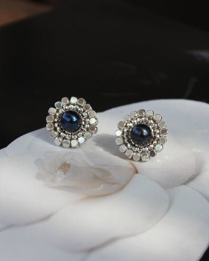 Aros Plata Perla Azul