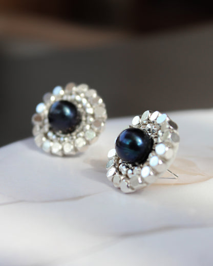 Aros Plata Perla Azul