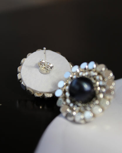 Aros Plata Perla Azul