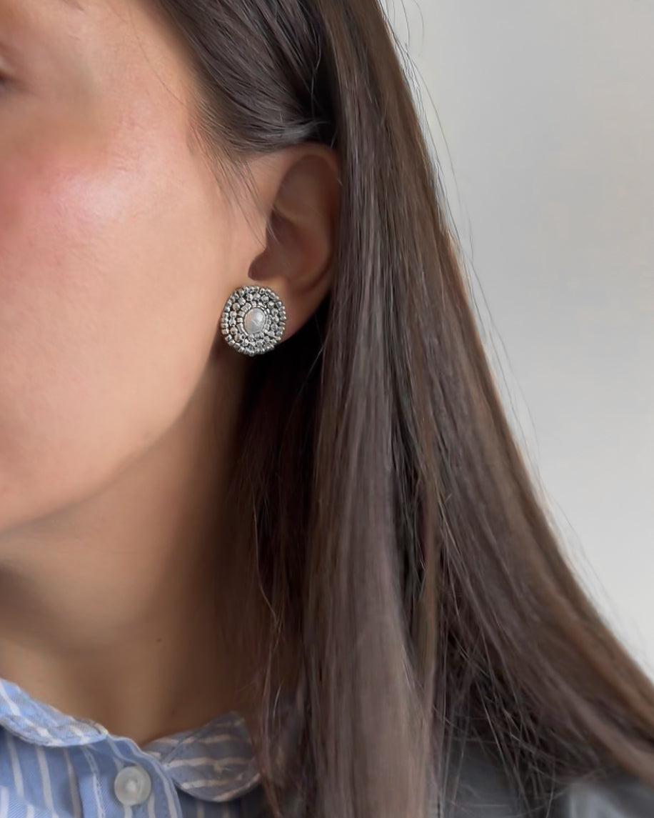 Aros Plata Perla Blanca