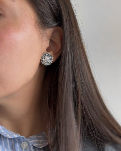 Aros Plata Perla Blanca