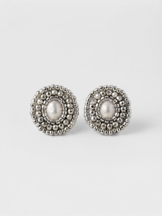 Aros Plata Perla Blanca