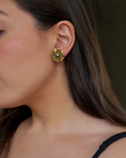 Aros Oro Perla Tornasol