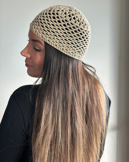 Mesh Hat Beige Brillante