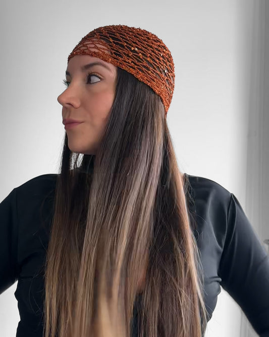 Mesh Hat Naranjo con Lentejuelas