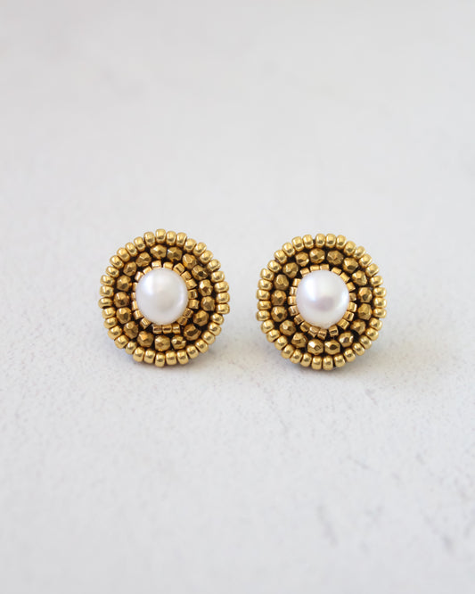Aros Oro Perla Blanca Mini