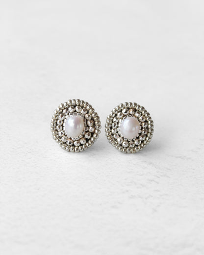 Aros Plata Perla Blanca