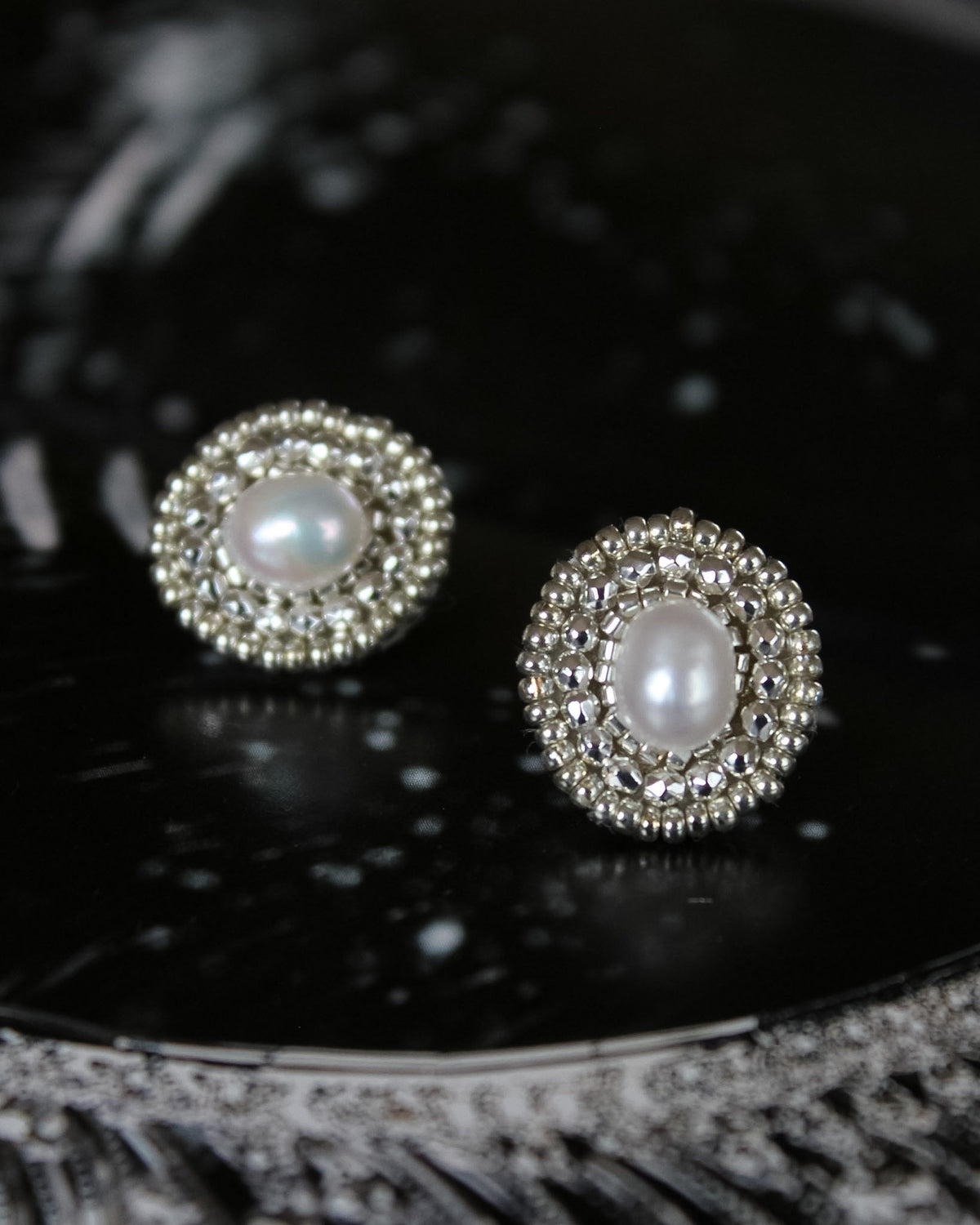 Aros Plata Perla Blanca