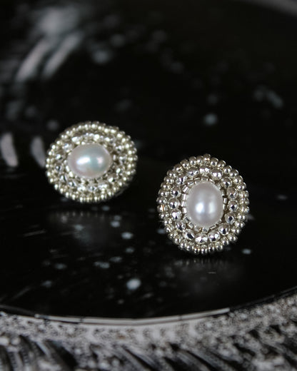 Aros Plata Perla Blanca