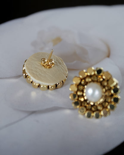 Aros Oro Perla Blanca