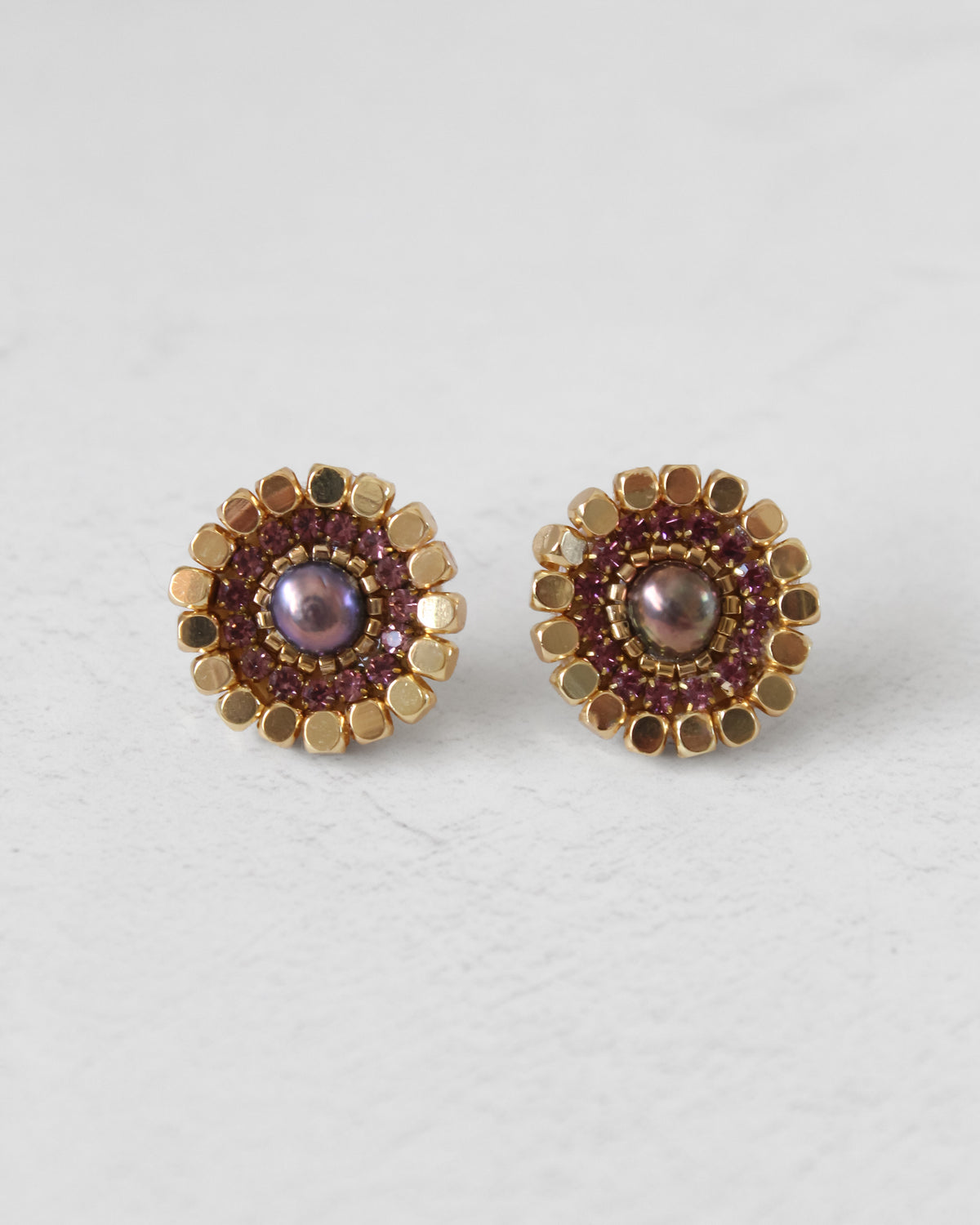 Aros Oro Perla Burdeo