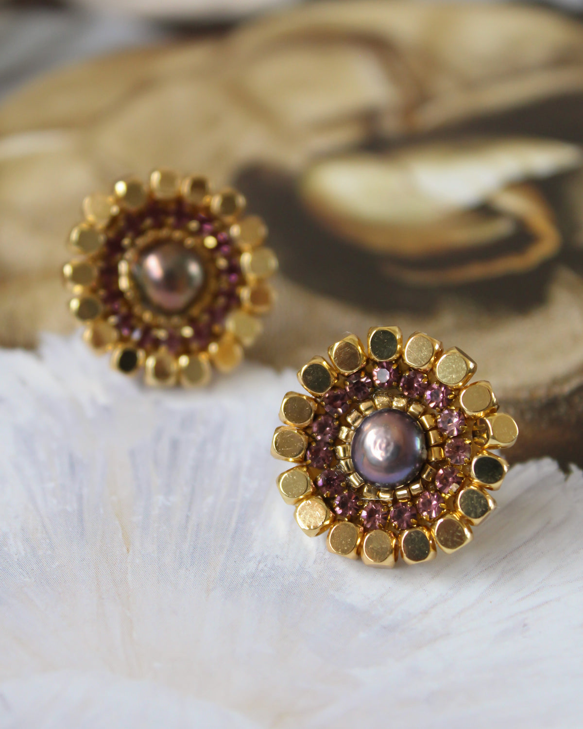 Aros Oro Perla Burdeo
