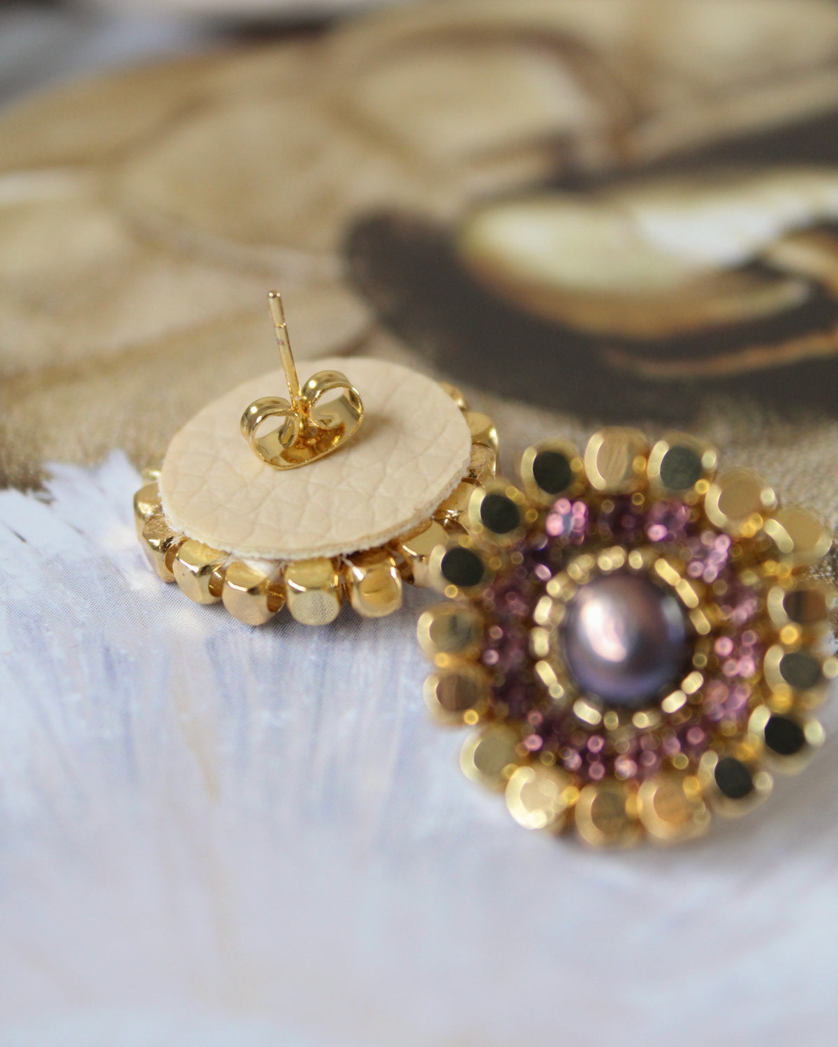 Aros Oro Perla Burdeo