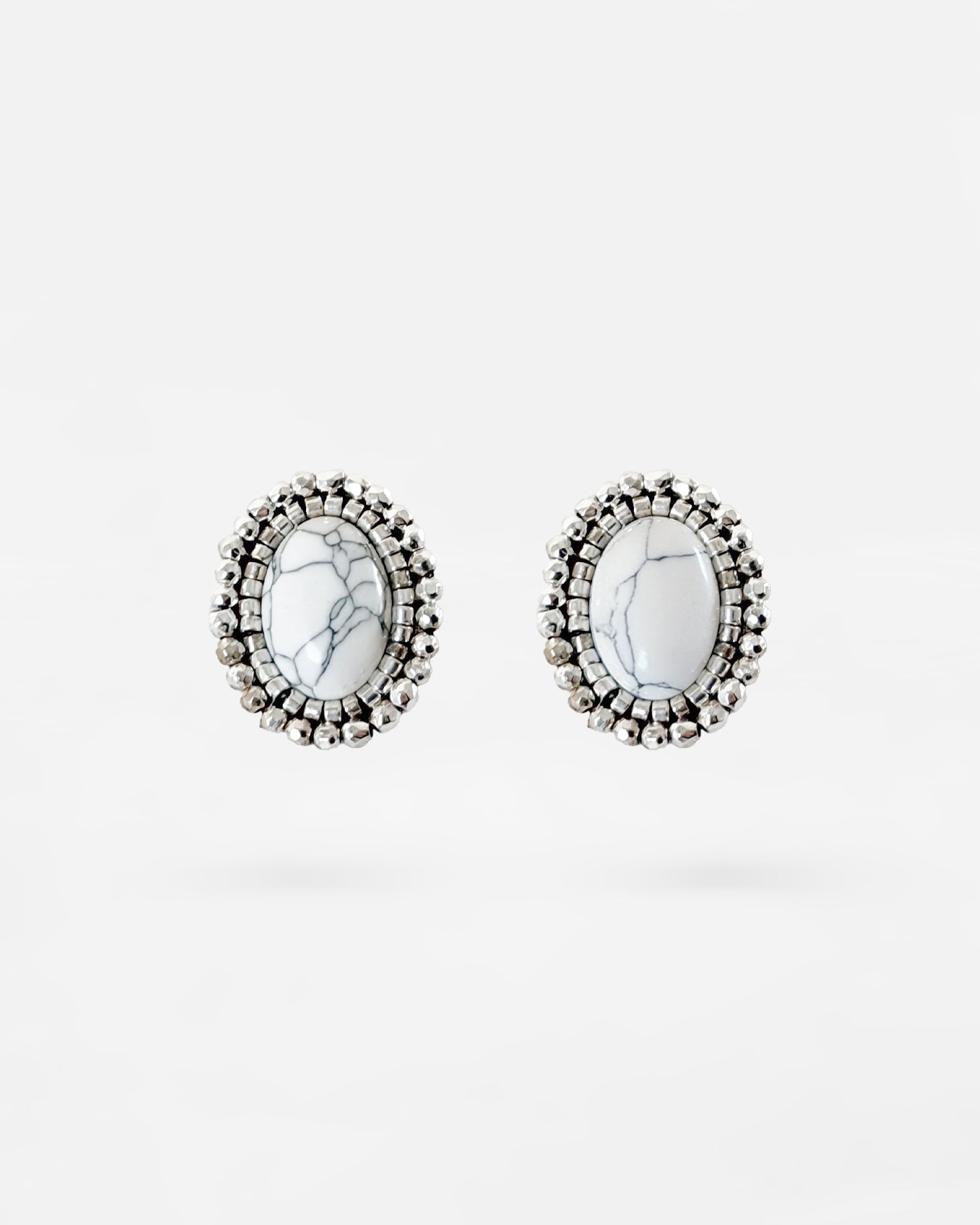 Aros Piedra Blanca Plata