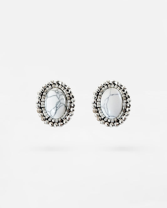 Aros Piedra Blanca Plata