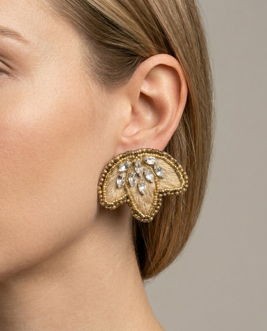 Aros Flor Invertida Dorado y Plateado