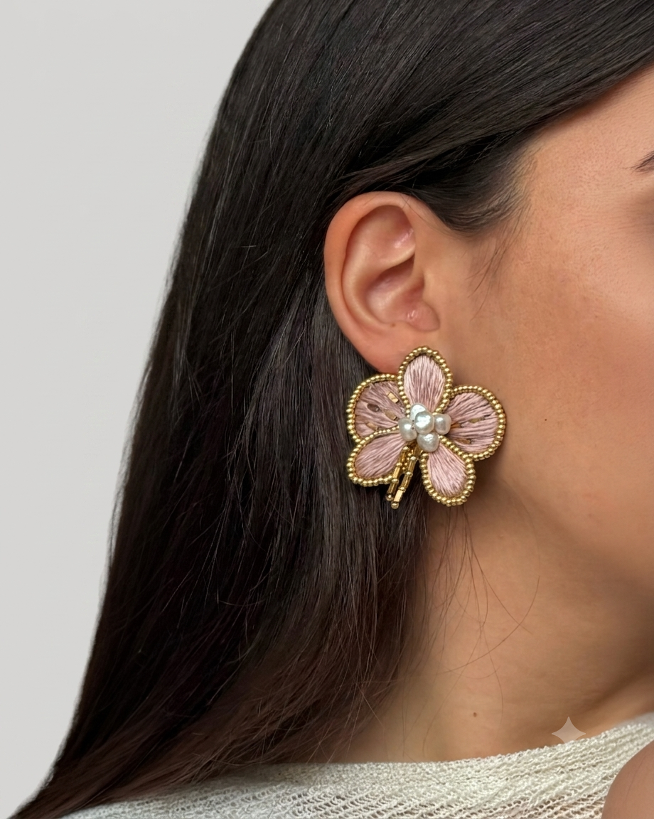 Aros Orquídea Dorado y Plateado
